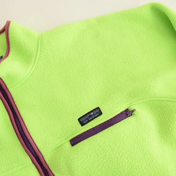 Vintage Out Country Neon Green Zip Up Fleece Sweater Size  See Measurements - Picture 13 of 13